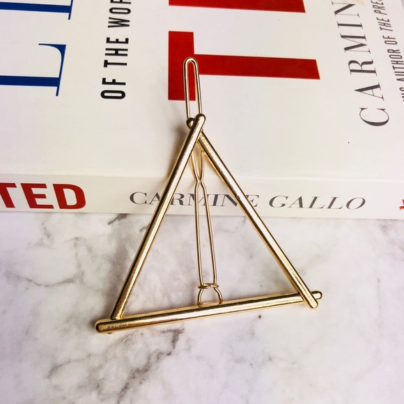 New! Gold Triangle Hair Clip Hair Pin Barrette - Picture 3 of 5